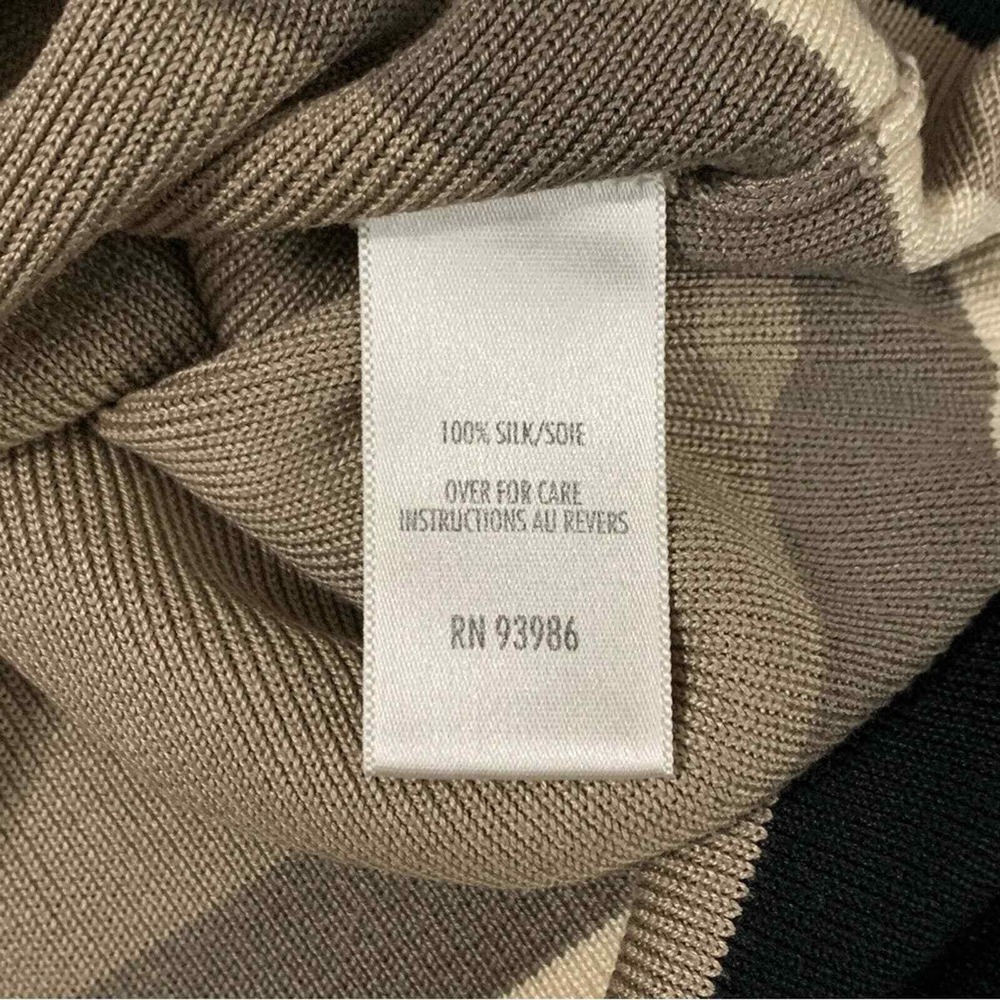 Casual Corner Knit Shell Women Small Tan Silk Sleeveless Striped Colorblock Top - Picture 6 of 6